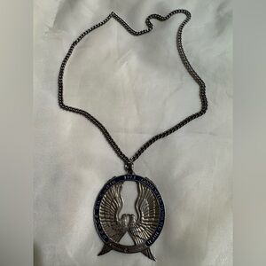Men's Silver Chain Necklace with Eagle Pendant